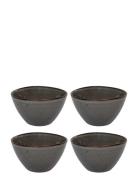 Hilde - Bowl, Ceramic, Grey/Brown Ø15X9 Cm, Set Of 4 Home Tableware Bo...