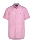 Pigment Dyed Linen Rf Shirt S/S Tops Shirts Short-sleeved Pink Tommy H...