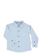Linen Shirt L.s Tops Shirts Long-sleeved Shirts Blue Geggamoja