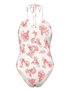 Misty Ruched Halterneck Swimsuit Uimapuku Uima-asut White Malina