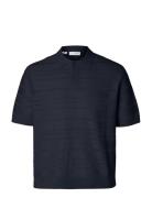 Slhfoam Ss Knit Relaxed Structure Polo Tops Polos Short-sleeved Navy S...