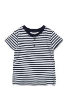 Striped Contrast Collar T-Shirt Tops T-shirts Short-sleeved Multi/patt...