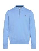Shield Cotton Half Zip Tops Knitwear Pullovers Blue GANT