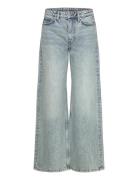 Paz Mid Straight Embellished Jeans Bottoms Jeans Wide Blue Monki