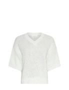Mschhannalie 2/4 V Pullover Tops Knitwear Jumpers White MSCH Copenhage...