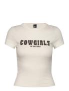 Printed Tight Top Tops T-shirts & Tops Short-sleeved Yellow Gina Trico...