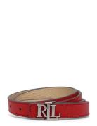Logo Reversible Crosshatch Skinny Belt Vyö Red Lauren Ralph Lauren