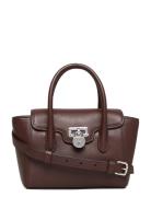 Pebbled Leather Small Tanner Satchel Bags Top Handle Bags Brown Lauren...