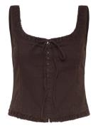 Tie Detail Top Tops T-shirts & Tops Sleeveless Brown Monki
