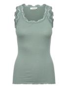 Rwbabette Silk Sl U-Neck Long Lace Tops T-shirts & Tops Sleeveless Gre...