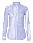 55/2 Oxford Mesh-Knt-Shirt Tops Shirts Long-sleeved Blue Polo Ralph La...