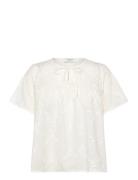 Rwella Ss Regular Blouse Tops Blouses Short-sleeved Cream Rosemunde