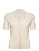 Rwrosie Ss Regular Cardigan Tops T-shirts & Tops Short-sleeved Cream R...