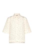Heart Printed Shirt Tops Shirts Short-sleeved White Stella Nova