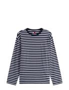Tjm Reg Sflag Breton Stripe Ls Tops T-shirts Long-sleeved Navy Tommy J...