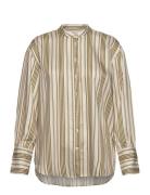 Relaxed Striped Stand Collar Shirt Tops Shirts Long-sleeved Green GANT