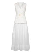 Linen And Ramie Dress With Belt Maksimekko Juhlamekko White Mango
