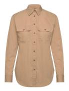Relaxed Fit Featherweight Cotton Shirt Tops Shirts Long-sleeved Beige ...