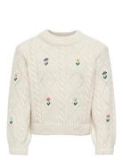 Kmgflower L/S O-Neck Knt Tops Knitwear Pullovers Cream Kids Only