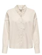 Onlhassie L/S Frill Shirt Ox Wvn Tops Shirts Long-sleeved Cream ONLY
