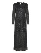 Slfnoel Ls Ankle Sequins Dress B Maksimekko Juhlamekko Black Selected