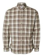 Slhslimowen-Brushed Shirt Ls D Tops Shirts Casual Brown Selected
