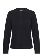 Slfrena Ls Knit O-Neck Camp Tops Knitwear Jumpers Black Selected