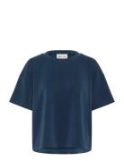 Hellemw Emb Boxy Tee Tops T-shirts & Tops Short-sleeved Blue My Essent...