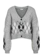Nmnara L/S V-Neck Knit Cardigan Fwd Dd Tops Knitwear Cardigans Grey NO...