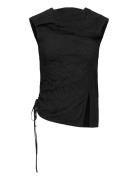 Knot Top Black Crinkle-38 Tops T-shirts & Tops Sleeveless Black Hope