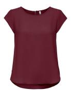 Onlvic S/S Solid Top Noos Ptm Tops Blouses Short-sleeved Burgundy ONLY
