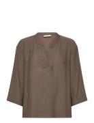 Fqlaguna-Blouse Tops Blouses Long-sleeved Brown FREE/QUENT