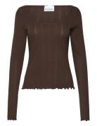 Karmia Top Tops T-shirts & Tops Long-sleeved Brown Noella