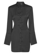 Satin Tie Shirt Dress Lyhyt Mekko Black ROTATE Birger Christensen