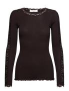 Rwbernadine Organic Ls O-Neck Lace Tops T-shirts & Tops Long-sleeved B...