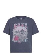 Eveover Washed Tops T-shirts Short-sleeved Navy Roxy