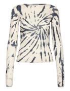 Slim Fit Printed Long-Sleeved Boat-Neck Top Tops T-shirts & Tops Long-...