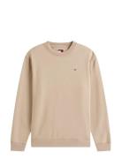Tjm Reg S Flag Crew Ext Tops T-shirts Long-sleeved Beige Tommy Jeans