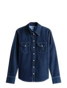 Regular Fit Ls Shirt Dark Blue Tops Shirts Long-sleeved Blue Tommy Jea...