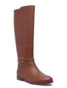 Brooke Ii Calfskin Tall Boot Korkeavartiset Saapikkaat Brown Lauren Ra...