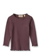 Rib T-Shirt L/S Reese Tops T-shirts Long-sleeved T-shirts Purple Wheat