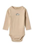 Body L/S Leo Bodies Long-sleeved Beige Wheat