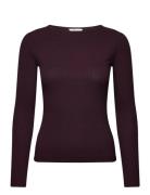 Ls Boat Neck Tee Tops T-shirts & Tops Long-sleeved Burgundy Lee Jeans
