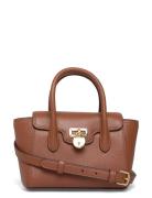 Pebbled Leather Small Tanner Satchel Bags Top Handle Bags Brown Lauren...