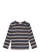 T-Shirt L/S Modal Multi Striped Tops T-shirts Long-sleeved T-shirts Na...