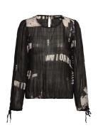 Breaking News Tops Blouses Long-sleeved Black Desigual