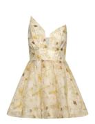 Abrielle Printed Mini Dress Lyhyt Mekko Yellow Bardot