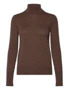 Relena Highneck Knit Tops Knitwear Turtleneck Brown MOS MOSH