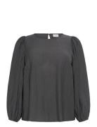 Kcviva Blouse Tops Blouses Long-sleeved Grey Kaffe Curve