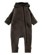 Wool Baby Suit W Ears Jumpsuit Haalari Brown Mikk-line